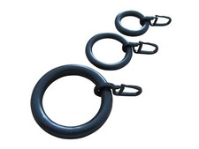 rewagi®  Gardinenringe mit Faltenhaken – Schwarz – 3 Größen – 10–100 Stück – DE