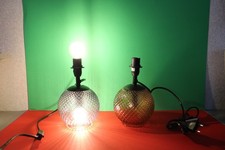 Tischlampe Grau Braun Tischleuchte Lampenfuß mit Schalter Lampenkörper Glas