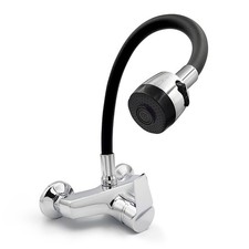 Küchenarmatur Wandmontage Mischbatterie Küche Wasserhahn flexibler Auslauf