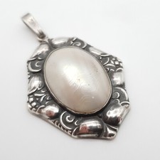 Jugendstil 800 Silber Anhänger mit Mabe-Perle - (211)