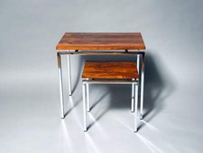 Beistelltisch Satztisch Palisander Chrom Pastoe 1970er