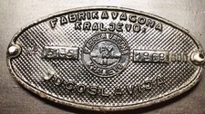 Waggonschilder builders plate FVK Kraljevo, Jugoslavia, Srbija, sehr gut, Al