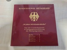 BRD Gedenkmünzen 5 x 10 DM "50 Jahre SOS-Kinderdörfer", 925 er, A-J, Spgl
