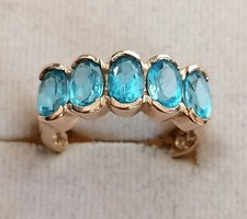 Goldring Gelbgold Ring 375 mit elegante Blautopas Scala, Gr.53,5, Neuwertig,Top 