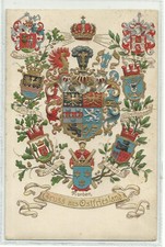 Ostfriesland 9 Orte u.a. Esens Präge-Litho mit Wappen um 1900 *schön*