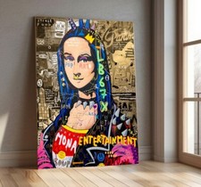 XXL LEINWAND BILDER BIS 140x100x5 MONA-LISA POP-ART BUNT GOLD-OPTIK URBAN-ART