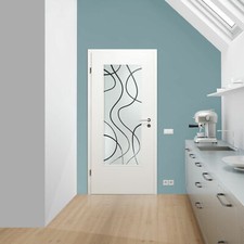 Verglasung Glaseinsatz für Holztür 146-1-F-LA Klarglas mit Dekor "Waves"