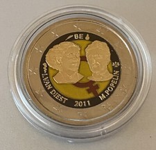 2 Euro 2011 aus Belgien, 100 Jahre Weltfrauentag, coloriert, farbig