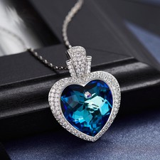Deluxe Titanic Kette Herz Anhänger Crystal Collier 18K Weißgold vergoldet