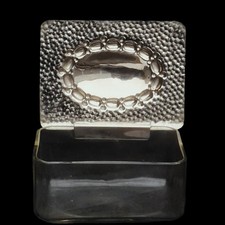 Schmuck Schatulle Humidor Jugendstil Glas Metalldeckel silbern edel 12x9x5,5cm