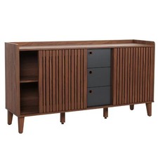 B-Ware Sideboard MCW-M48, Holz 81x150x40cm, Walnuss-Optik, Schubladen dunkelgrau