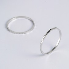 Sehr Schmaler Damen Ring mit Struktur Sterling Silber 925 dünn 42 - 58