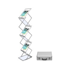 INMO Prospektständer, Faltbar Inkl. Koffer aus Alu – DIN A4 Bodenprospektständer