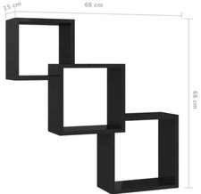 Cube Wandregale Hängeregal Würfelregal Hochglanz-Schwarz 84,5×15×27 Cm Spanplatt