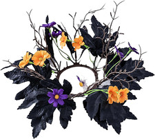 Kerzenringe für Säulen,Kerzenringe Kränze - Künstliche Schwarze Halloween-Kerzen