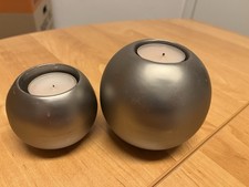 Teelichthalter 2 Stück Kugeln silberfarben