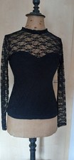 H&M Spitzen Shirt Schwarz S