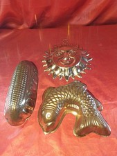 3 Alte Gugelhupf Form Backform Kupfer Verzinkt Maiskolben ? Sonne ☀ Fisch (5768