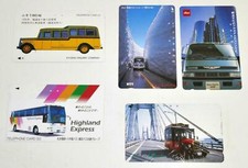 (tk032) 4 Telefonkarten Japan: Bus Omnibus Oldtimer-Bus Reisebus