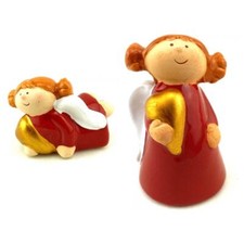 Schutzengel Glücksbringer stehend oder liegend rot mit goldenem Herz  1 Stück