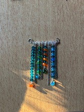 handgemachter Anhänger "Kaleidoskop" versilberter Kupferdraht, Glas, Edelstahl