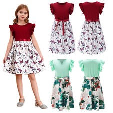 Kinder Mädchen Ballkleid Urlaub Blumenmädchenkleid Lässig Abendkleid Patchwork