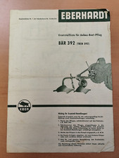 EBERHARDT BÄR 392 Pflug Ersatzteilliste Prospekt traktor brochure 45