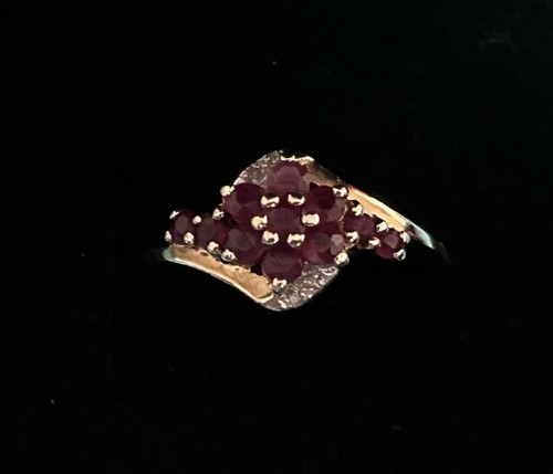 375er gold rubin cluster ring - 375er, rubin-cluster-ring