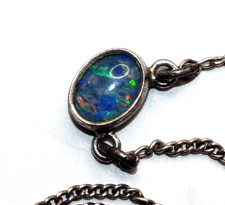 OPAL-COLLIER-ANHÄNGER; 835er SILBER;LÄNGE 42cm,OPAL DURCHMESSER 1cm