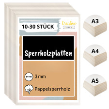 Creative Deco Sperrholzplatte Pappelsperrholz 3 mm | A3 / A4 / A5 | 10-30 Stück