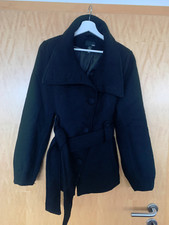 be- H&M Mantel Kurzmantel Langjacke tailliert Wolljacke schwarz Gr. 42 -sehr gut