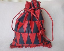 Toller Knautschiger Leder-Beutel 80er Vintage Patchwork-Ledertasche