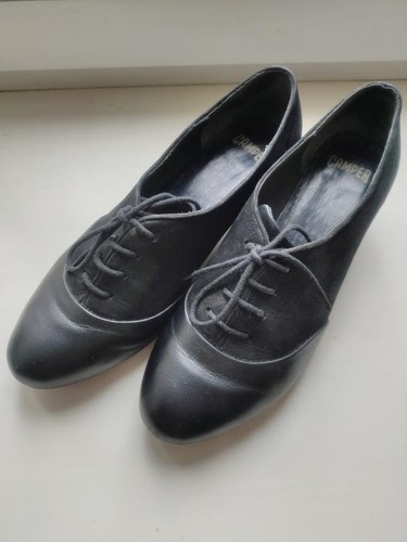Women camper heels black suede - black,