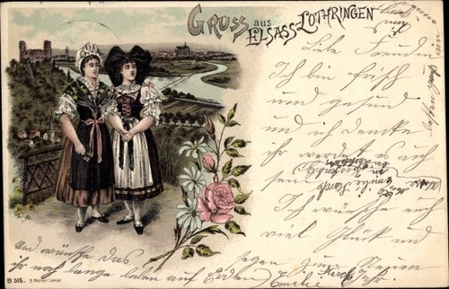 Litho gruß aus elsass - gruß,