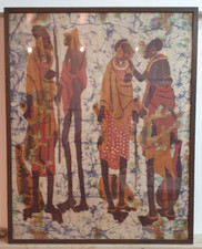 2 Bilder Leinwand Batik Afrikanisch 90x76 CM, Rahmen handgefertigt CONZEN