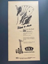 BKS Gabelstapler Velbert 4 Asse Oldtimer Original 1956 Vintage Advert Werbung