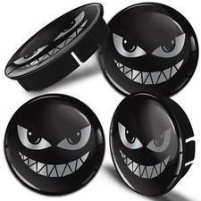 Set 4 x 60mm / 55mm Schwarz Nabenkappen Felgendeckel Nabendeckel Silber