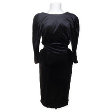 Kleid, Größe: 40, Schwarz, Acetat/Polyamid, Einfarbig, Samt, Damen #tPF