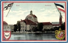 Wappen Ak Kiel, Stadttheater, Kirche, Fahnen - 3646023