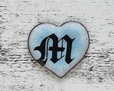 Emaille Herz blau M Buchstabe