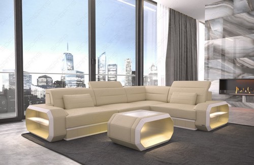 Ecksofa leder designercouch - leder,