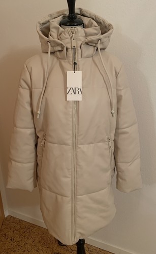 Zara kunstleder mantel mit - kunstleder,