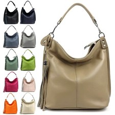 ITALY ★ ECHTLEDER QUASTEN SCHULTERTASCHE UMHÄNGETASCHE LEDERTASCHE FRANSEN NEU