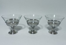 3er Set antike amerikanische Sterling Silber Glas Dessertschalen Sektgläser