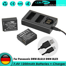 2× DMW-BLG10 DMW-BLE9 Akku Für Panasonic Lumix DC G110 GX9 TZ202 TZ91 &Ladegerät
