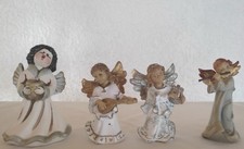 4 niedliche Weihnachtsengel tlw. musizierend 10 - 12,5 cm hoch _ Italien