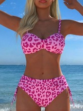 Pink Leopard Bikini – Zweiteiliges Set mit High-Waist , L (40/42)