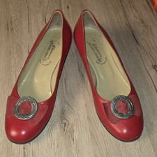 Dirndl Bua Pumps Trachtenschuhe Leder Damen Gr 39, Rot 