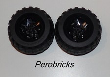Lego Technic , 2 Räder Rad Reifen 81,6 x 38R schwarze 6-Loch Felgen