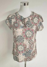 S. Oliver Damen Bluse Blumen Kurzarm Gr.36 orientalisch Elegant Leicht Schleife